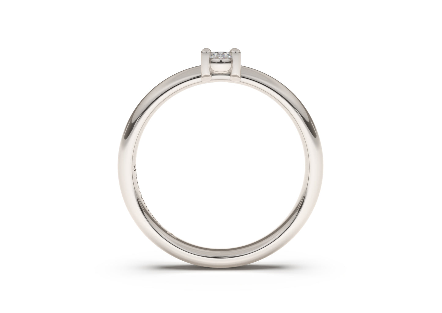 Oval Contemporary Slim Engagement Ring, White Gold & Platinum