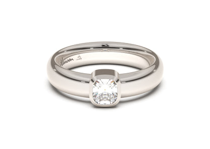 Cushion Modern Engagement Ring, White Gold & Platinum