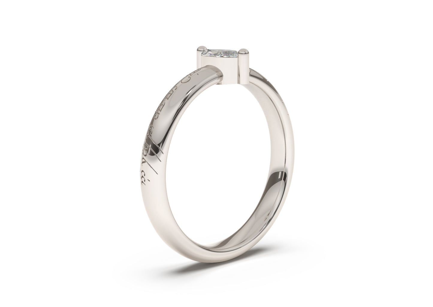 Marquise Classic Slim Elvish Engagement Ring, White Gold & Platinum