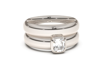 Cushion Modern Engagement Ring, White Gold & Platinum