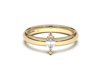 Marquise Classic Slim Engagement Ring, Yellow Gold