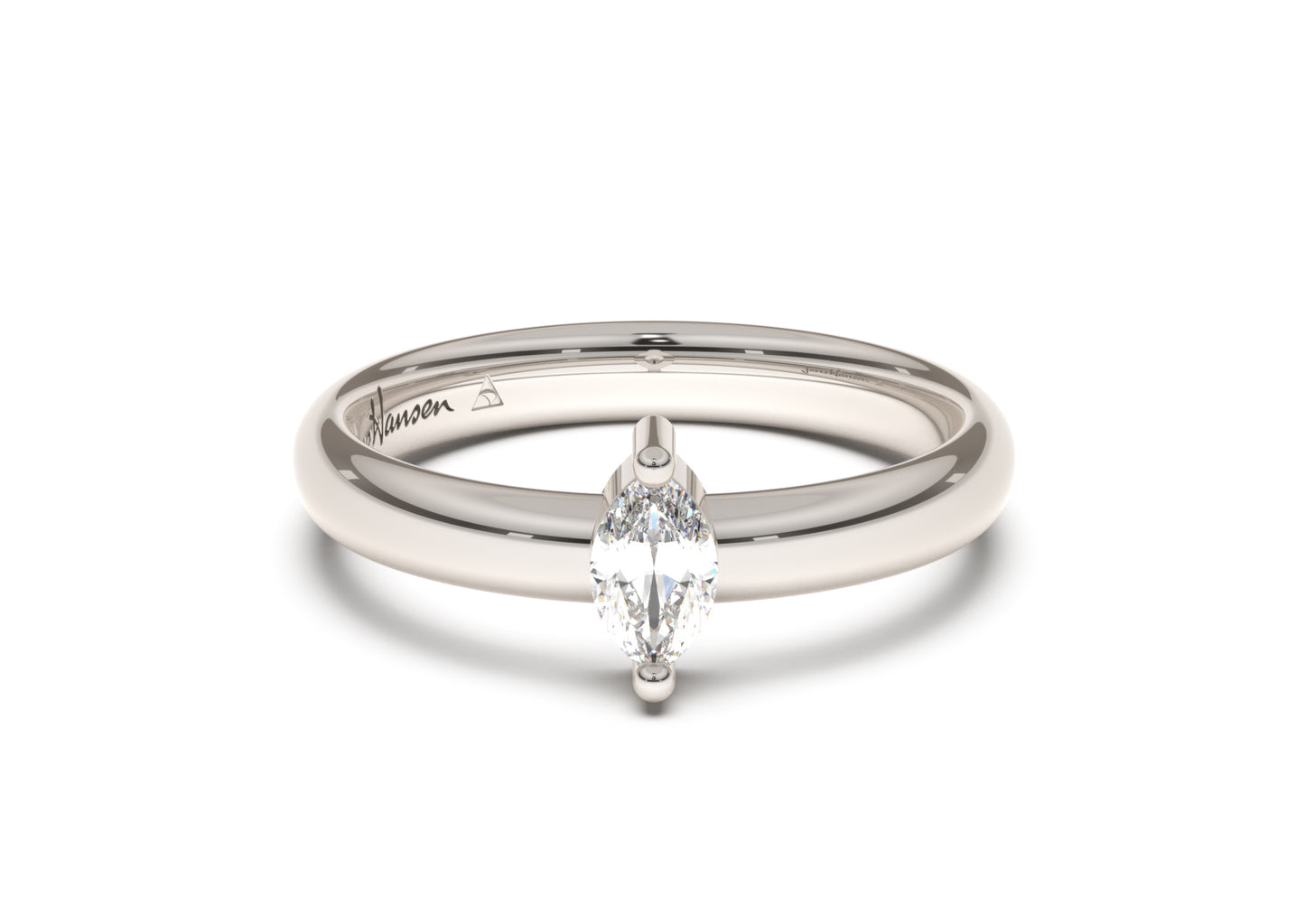 Marquise Classic Slim Engagement Ring, White Gold & Platinum