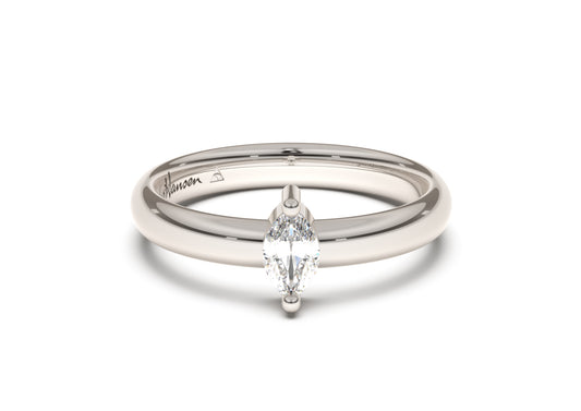 Marquise Classic Slim Engagement Ring, White Gold & Platinum