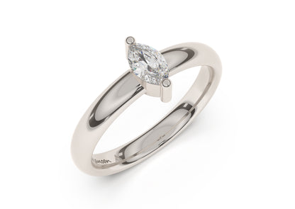 Marquise Classic Slim Engagement Ring, White Gold & Platinum