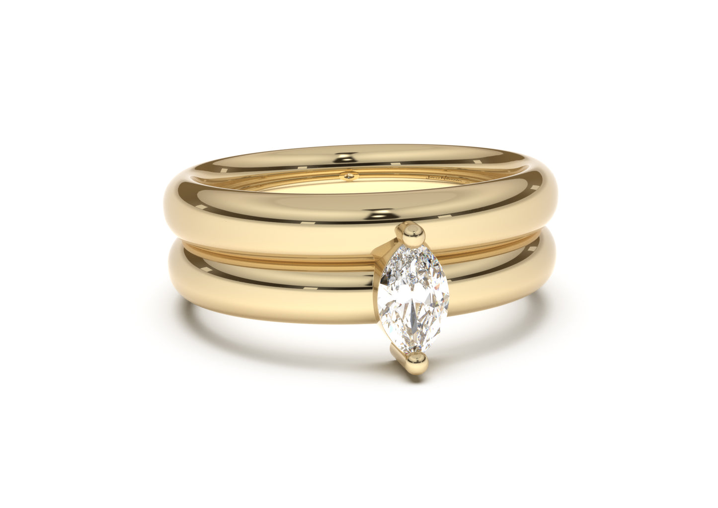 Marquise Classic Slim Engagement Ring, Yellow Gold