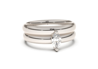 Marquise Classic Slim Engagement Ring, White Gold & Platinum