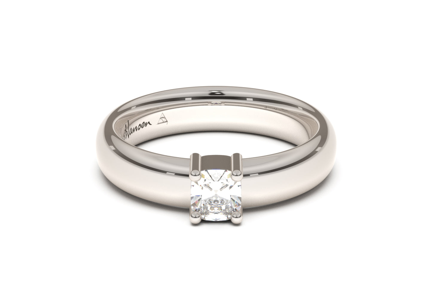 Cushion Classic Engagement Ring, White Gold & Platinum