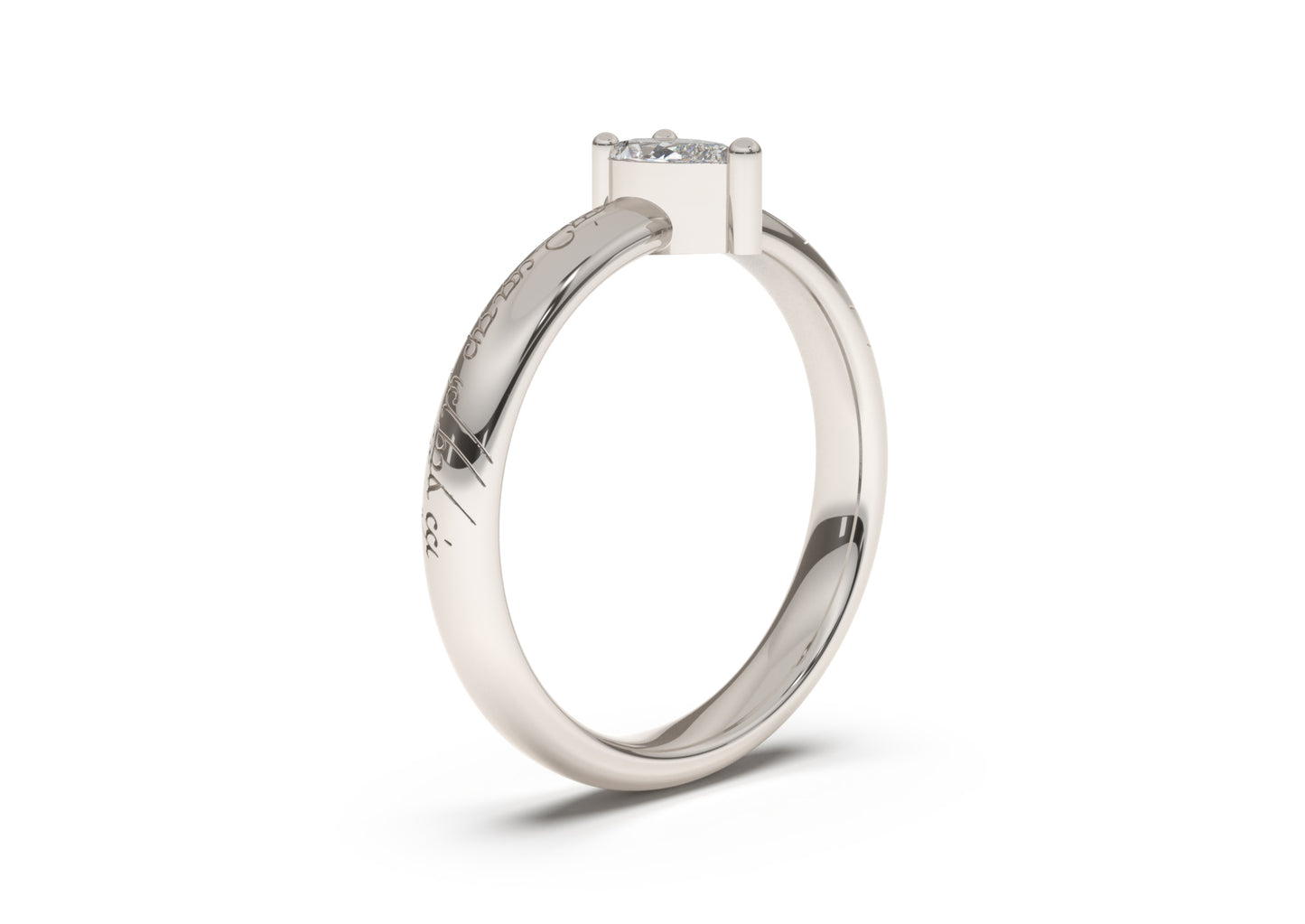 Pear Classic Slim Elvish Engagement Ring, White Gold & Platinum