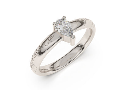 Pear Classic Slim Elvish Engagement Ring, White Gold & Platinum