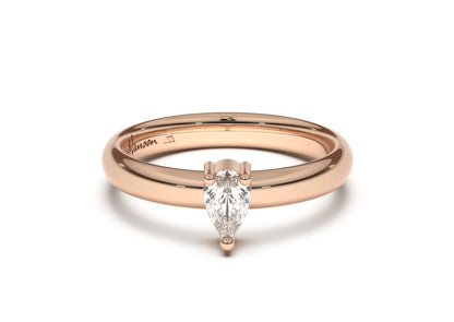 Pear Classic Slim Engagement Ring, Red Gold