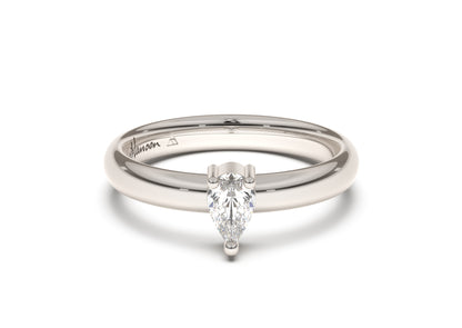 Pear Classic Slim Engagement Ring, White Gold & Platinum