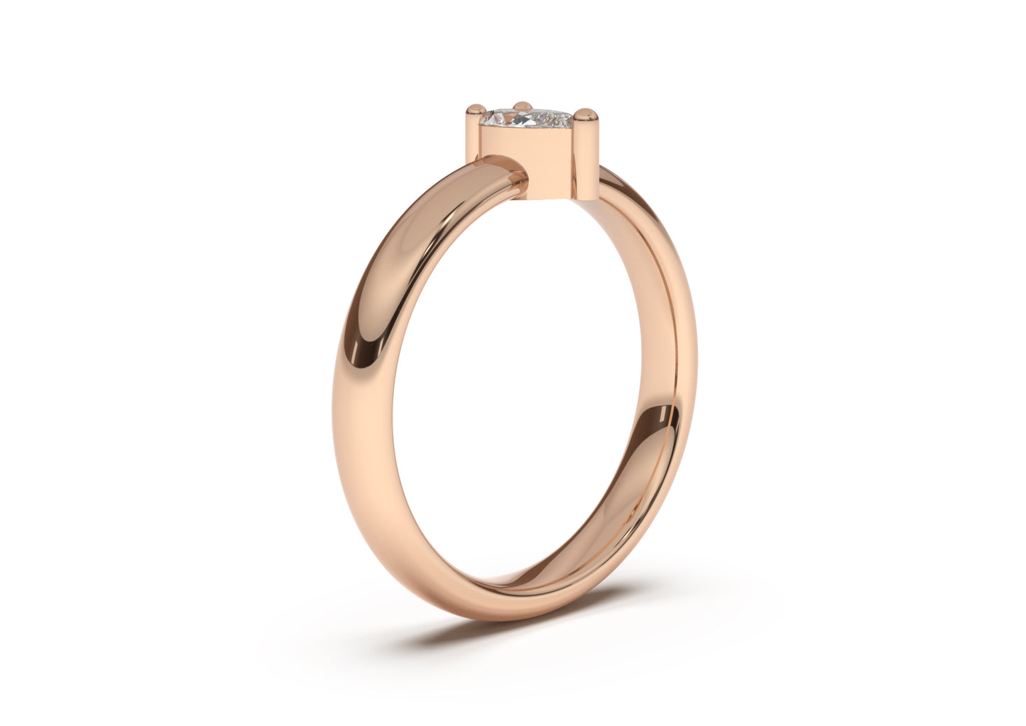 Pear Classic Slim Engagement Ring, Red Gold