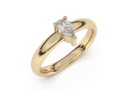 Pear Classic Slim Engagement Ring, Yellow Gold