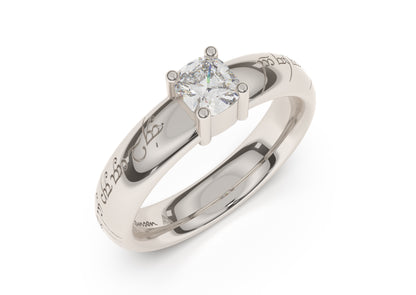 Cushion Classic Elvish Engagement Ring, White Gold & Platinum