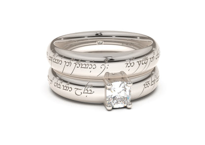 Cushion Classic Elvish Engagement Ring, White Gold & Platinum