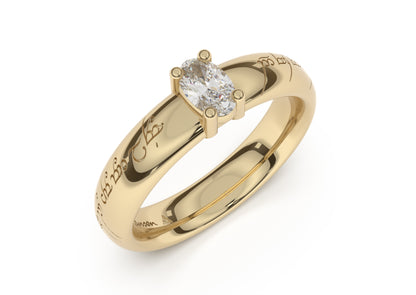 Oval Contemporary Elvish Engagement Ring, Yellow Gold