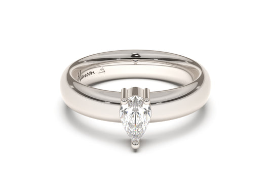 Pear Classic Engagement Ring, White Gold & Platinum