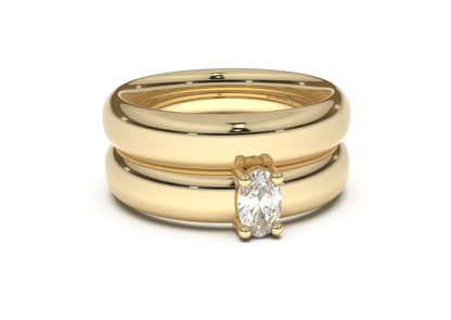 Oval Contemporary Engagement Ring, Yellow Gold