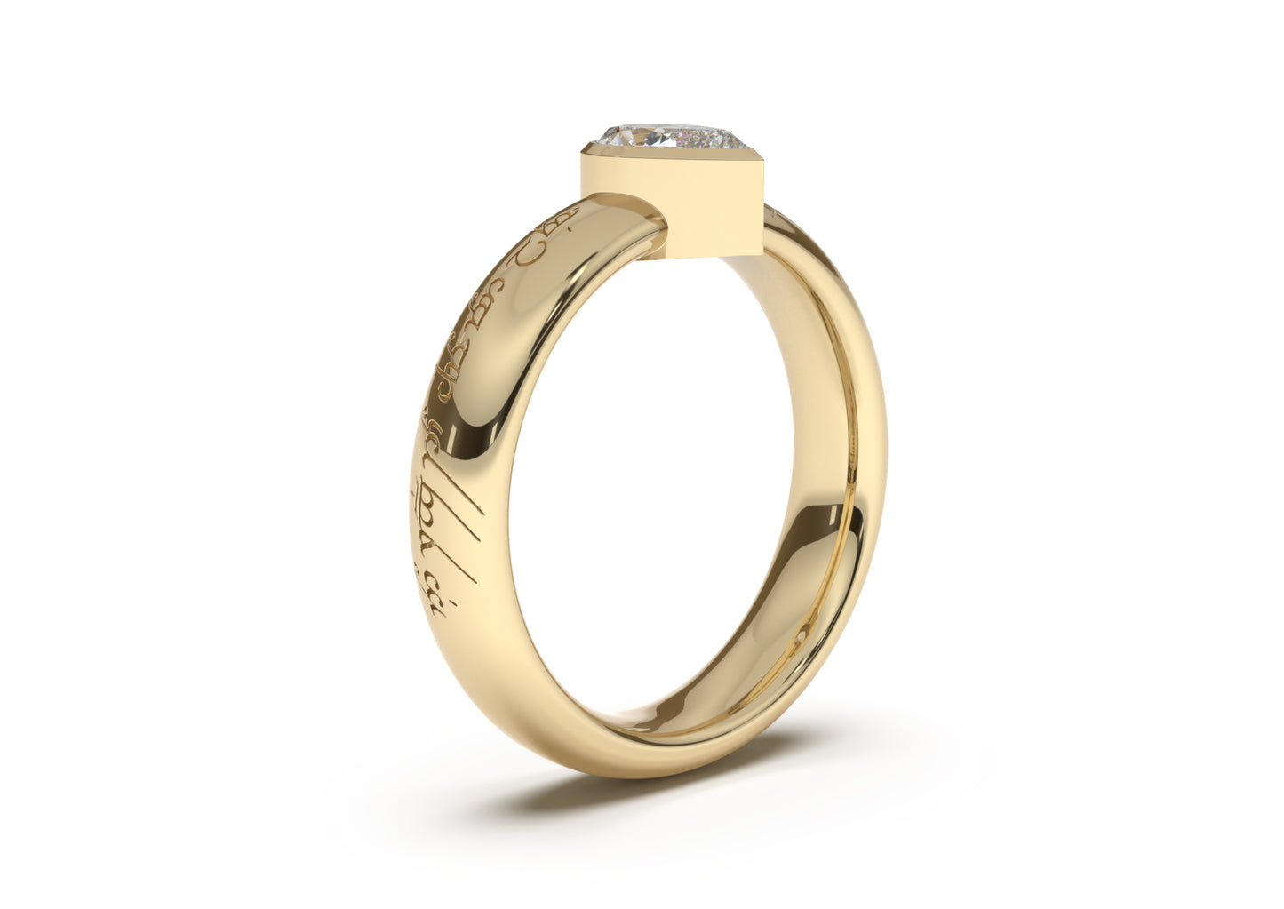 Pear Modern Elvish Engagement Ring, Yellow Gold