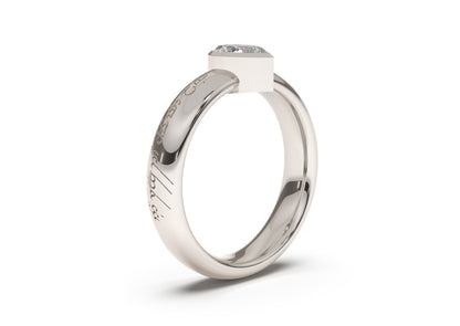 Pear Modern Elvish Engagement Ring, White Gold & Platinum