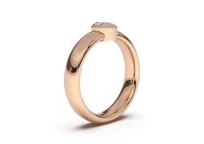 Oval Modern Engagement Ring, Red Gold