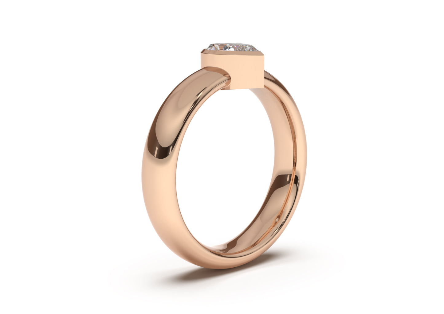 Pear Modern Engagement Ring, Red Gold