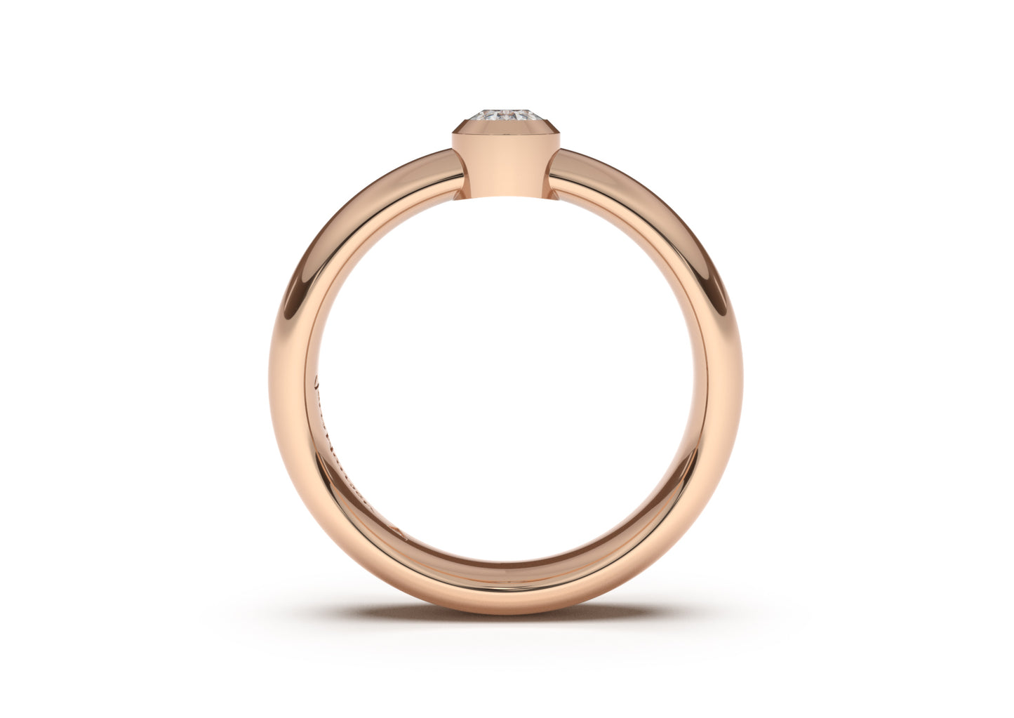 Oval Modern Engagement Ring, Red Gold