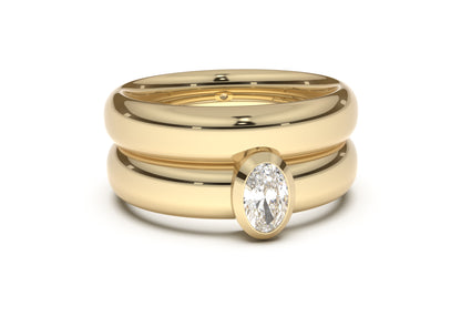 Oval Modern Engagement Ring, Yellow Gold