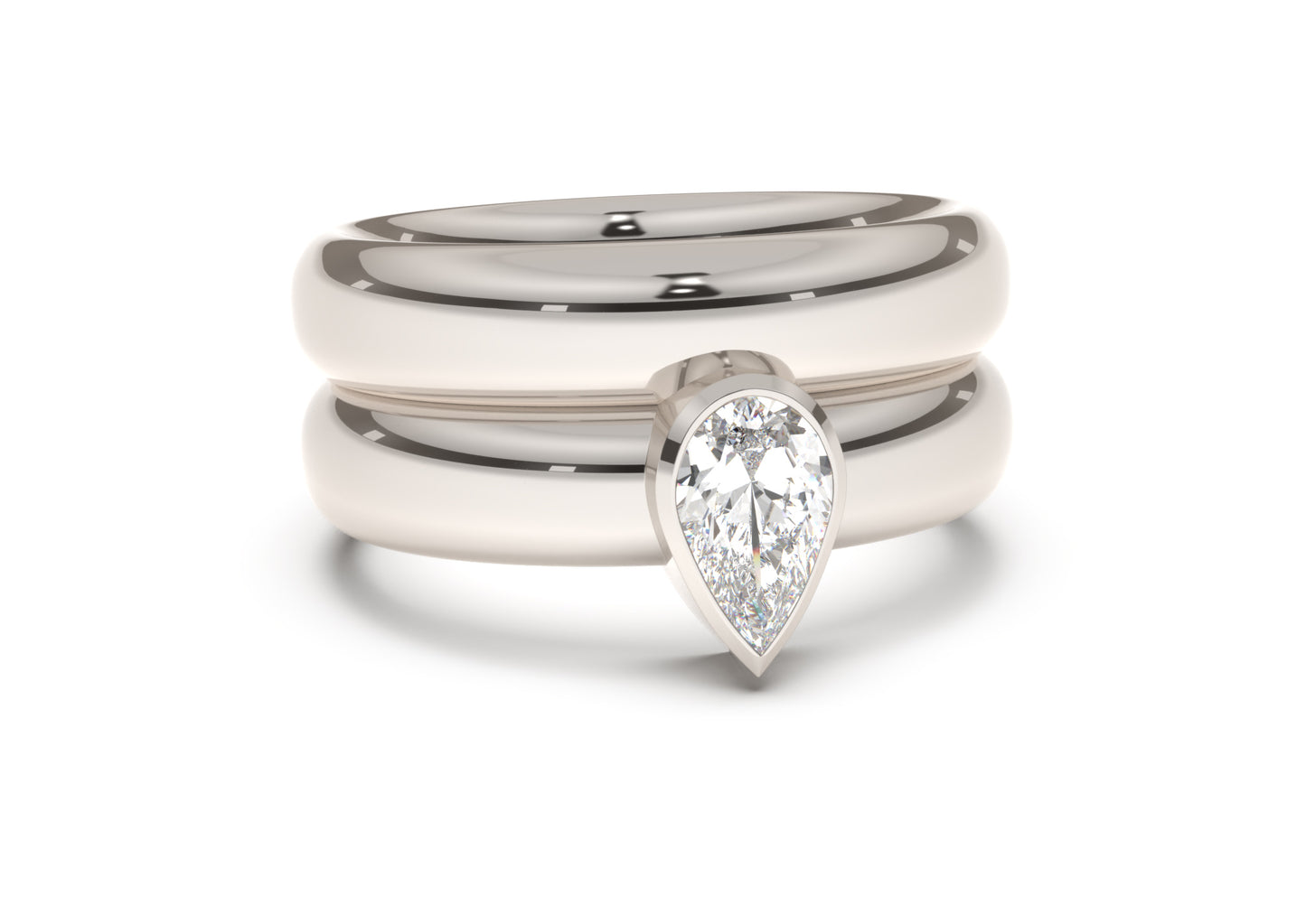 Pear Modern Engagement Ring, White Gold & Platinum