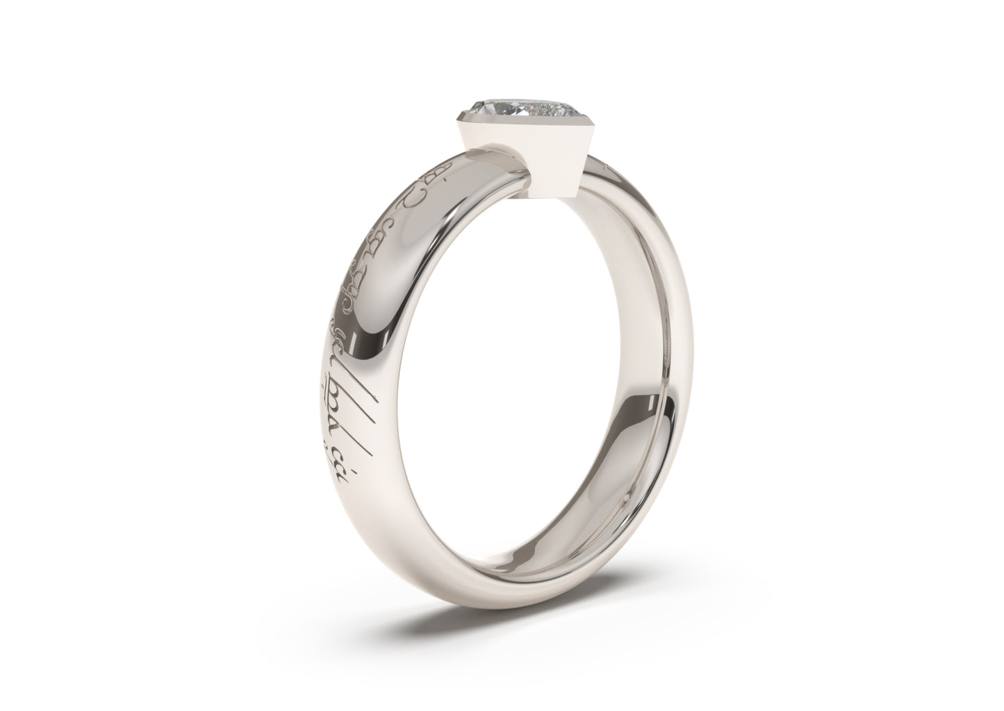 Pear Elegant Elvish Engagement Ring, White Gold & Platinum