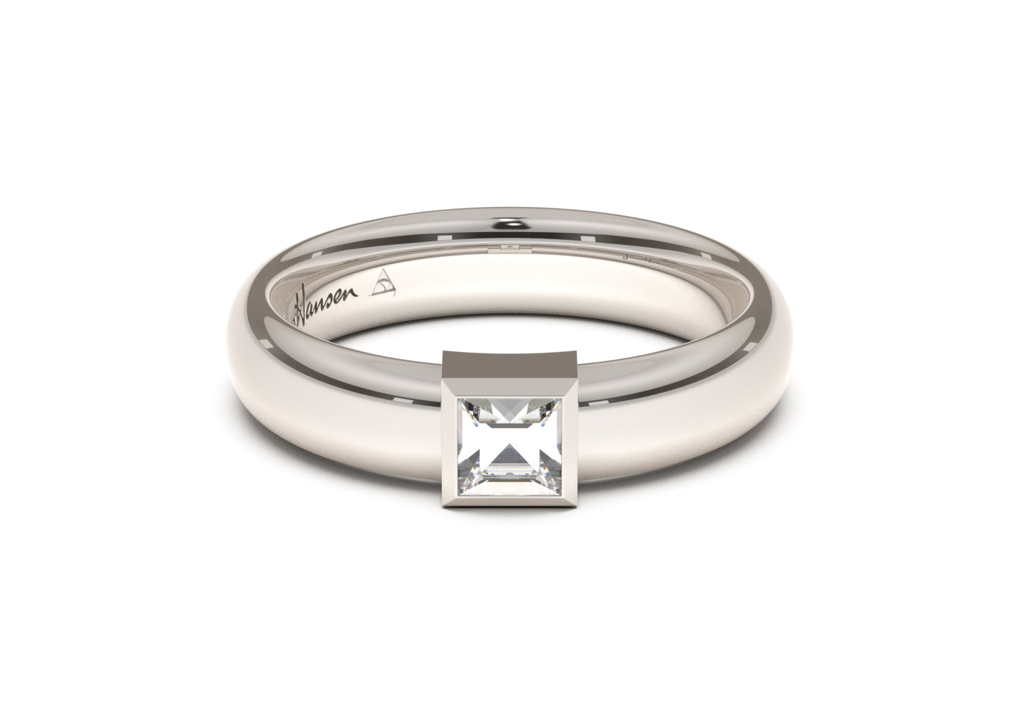 Princess Modern Engagement Ring, White Gold & Platinum