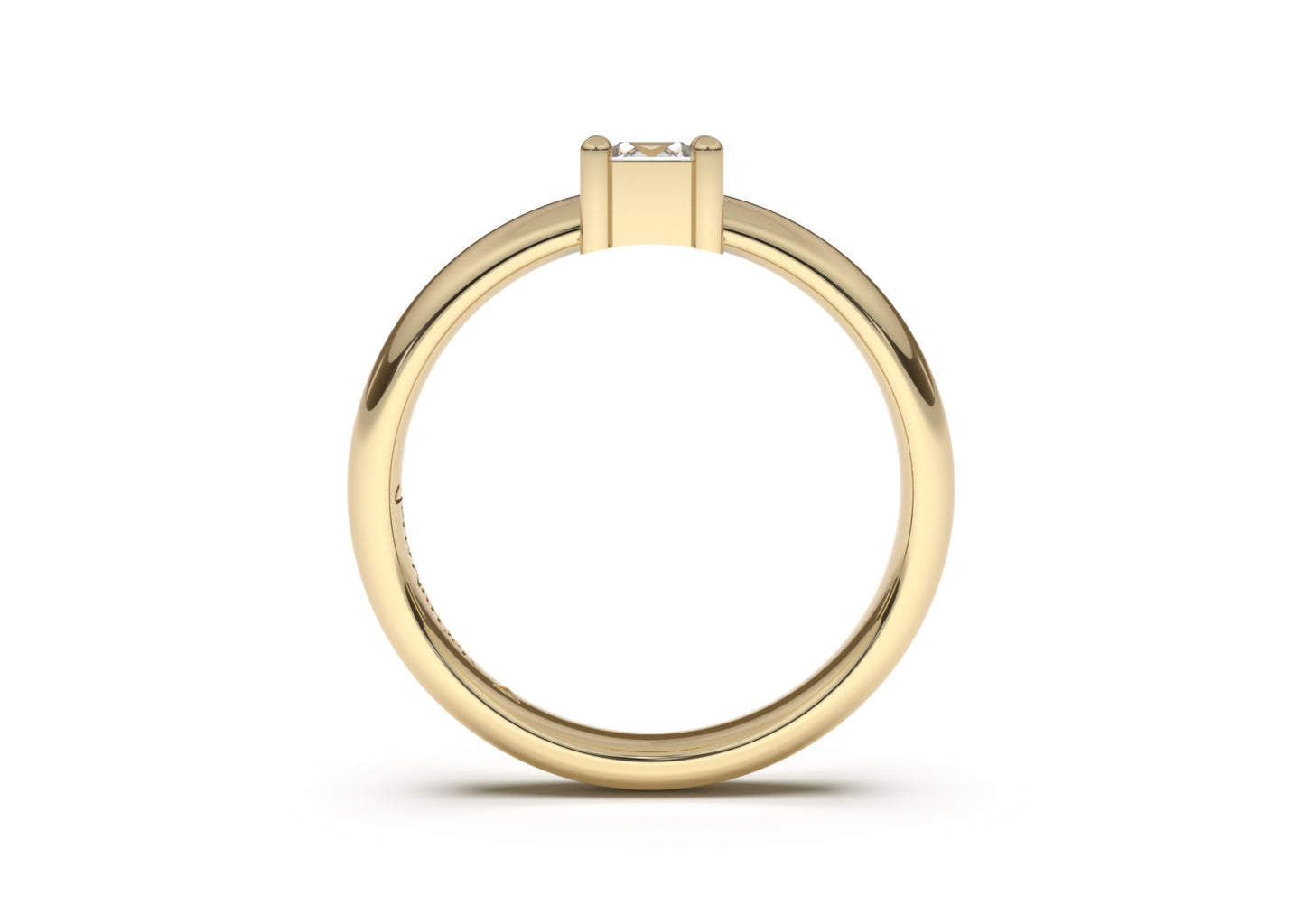 Princess Classic Slim Engagement Ring, Yellow Gold