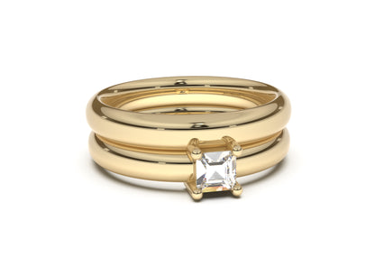 Princess Classic Slim Engagement Ring, Yellow Gold