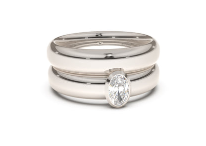 Oval Elegant Engagement Ring, White Gold & Platinum