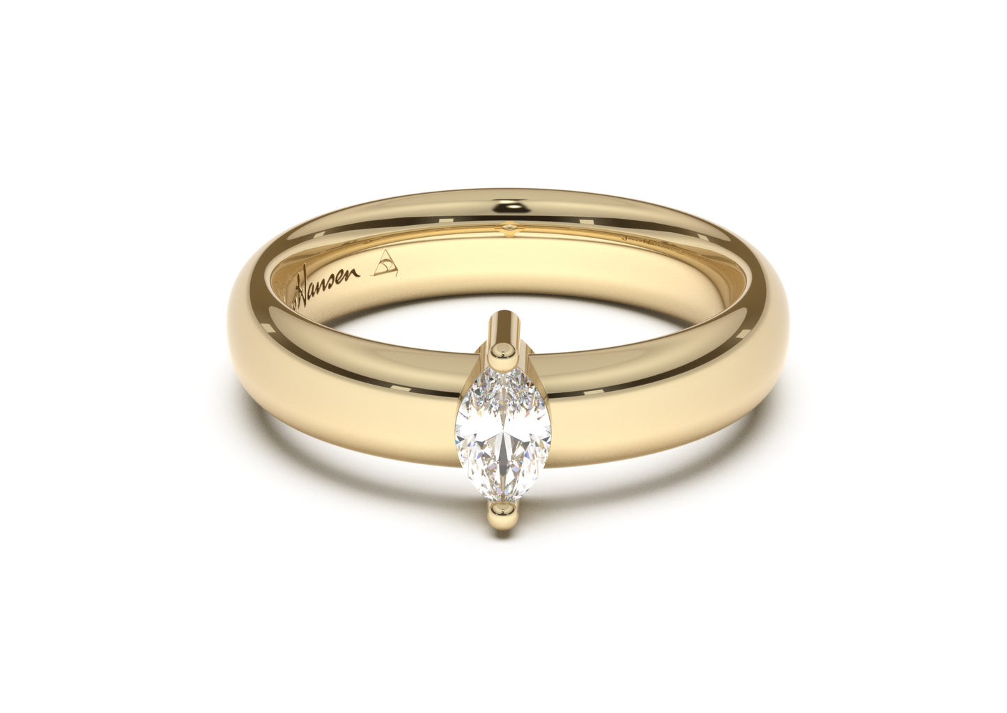 Marquise Classic Engagement Ring, Yellow Gold