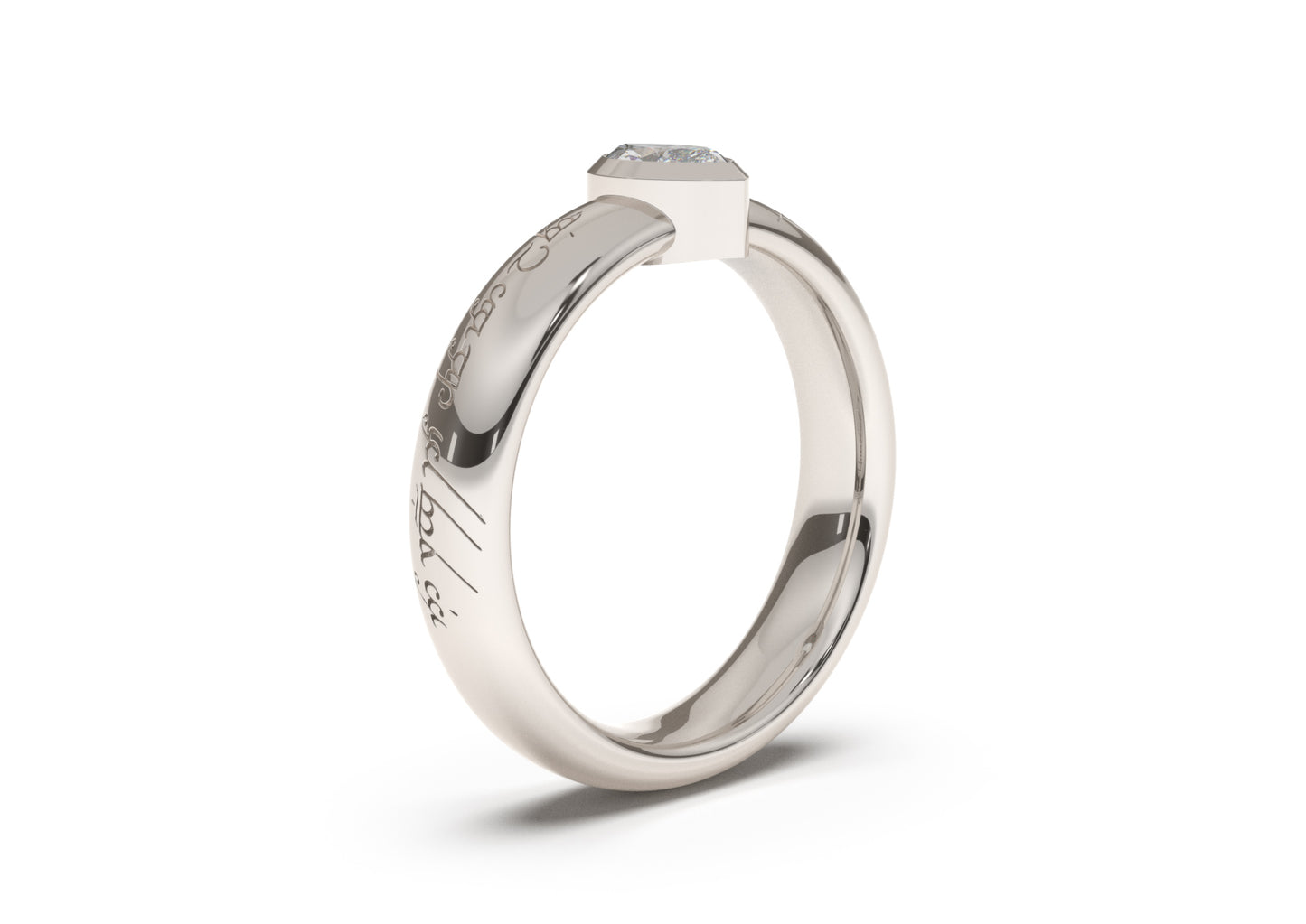 Marquise Modern Elvish Engagement Ring, White Gold & Platinum