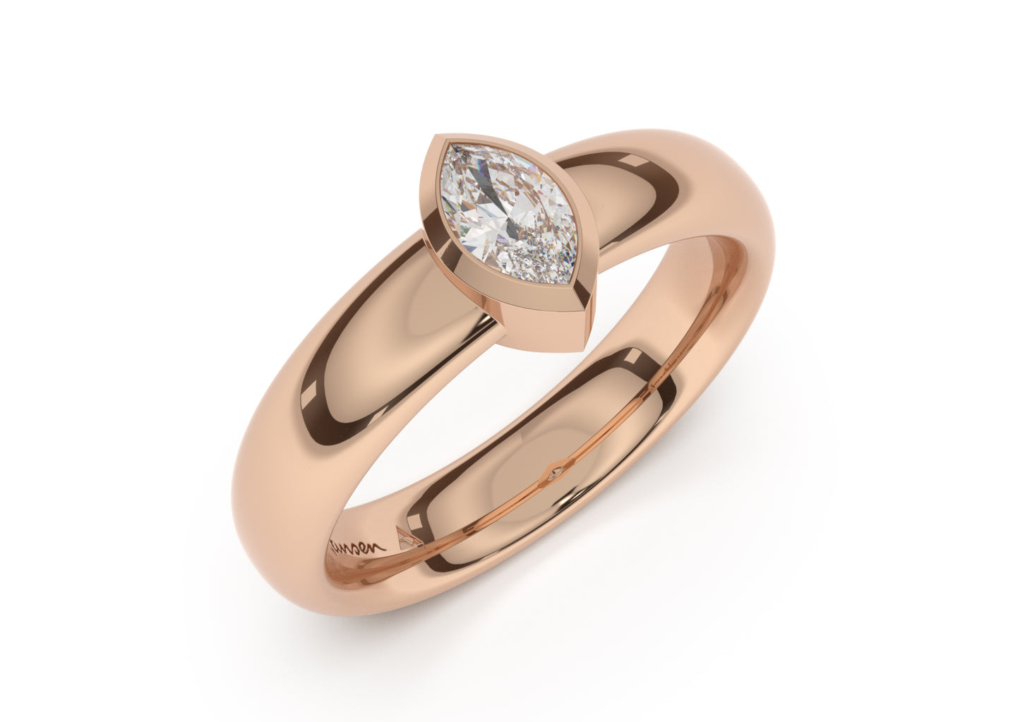 Marquise Modern Engagement Ring, Red Gold