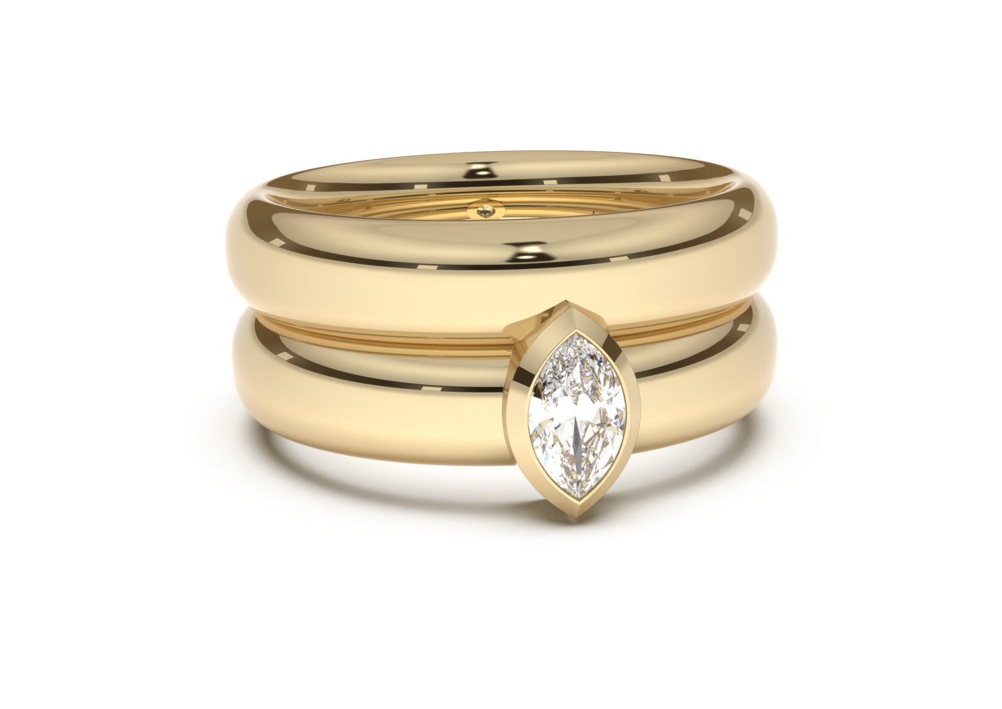 Marquise Modern Engagement Ring, Yellow Gold