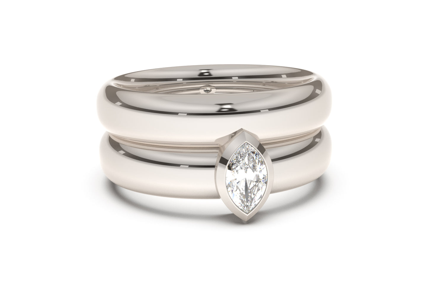 Marquise Modern Engagement Ring, White Gold & Platinum