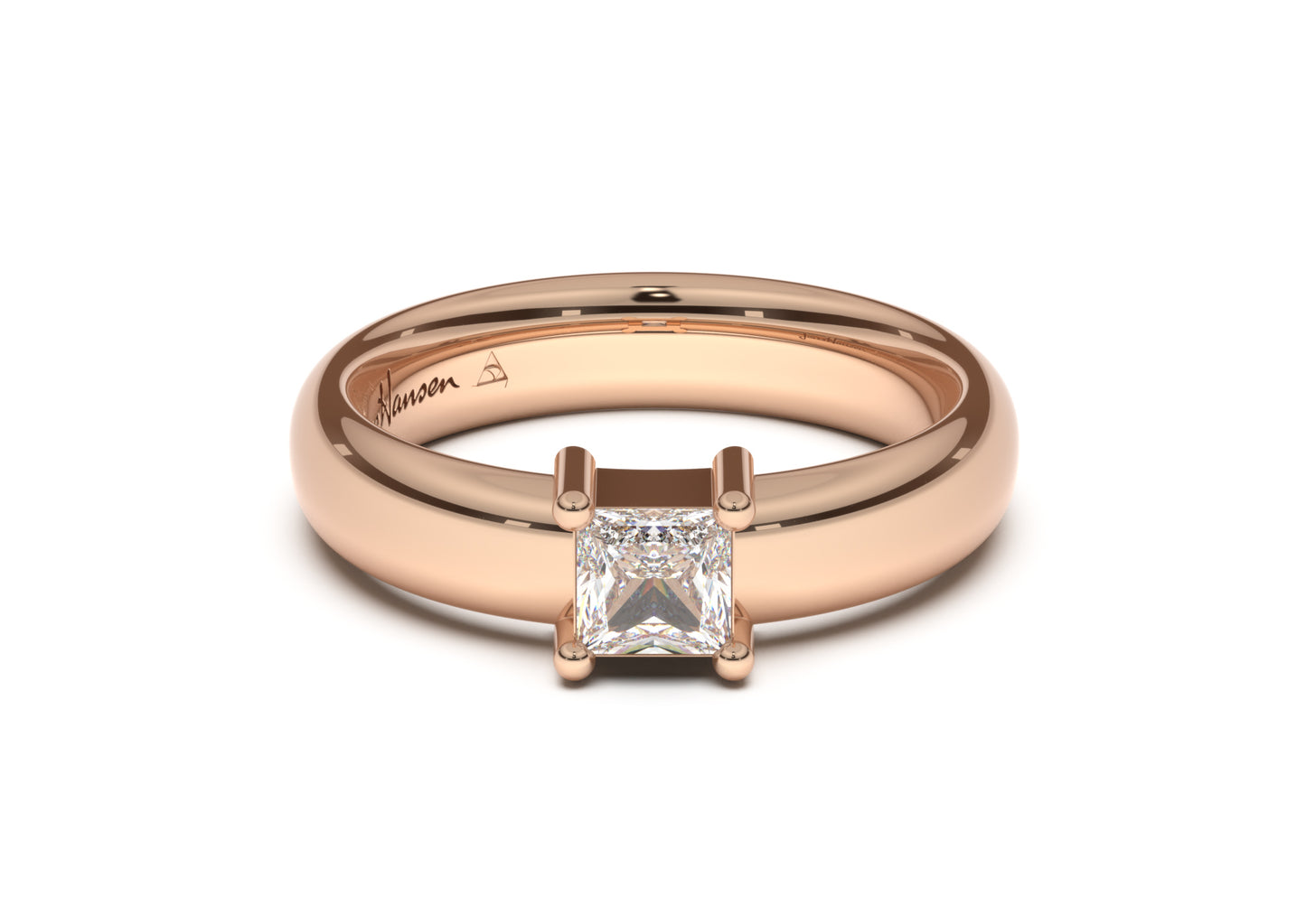 Princess Classic Engagement Ring, Red Gold