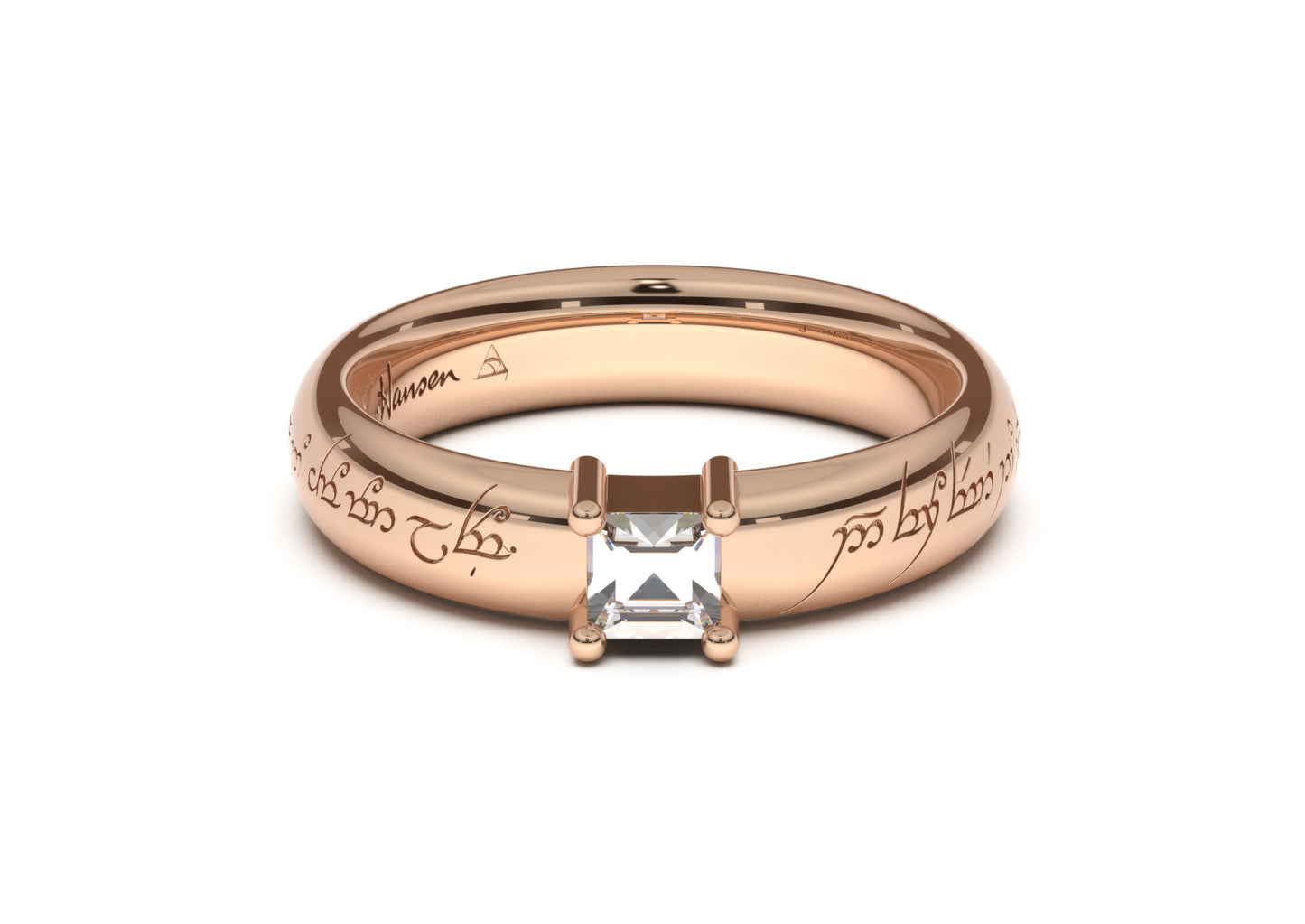 Princess Classic Elvish Engagement Ring, Red Gold