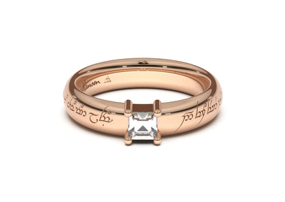 Princess Classic Elvish Engagement Ring, Red Gold