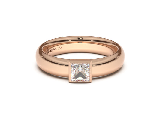 Princess Elegant Engagement Ring, Red Gold