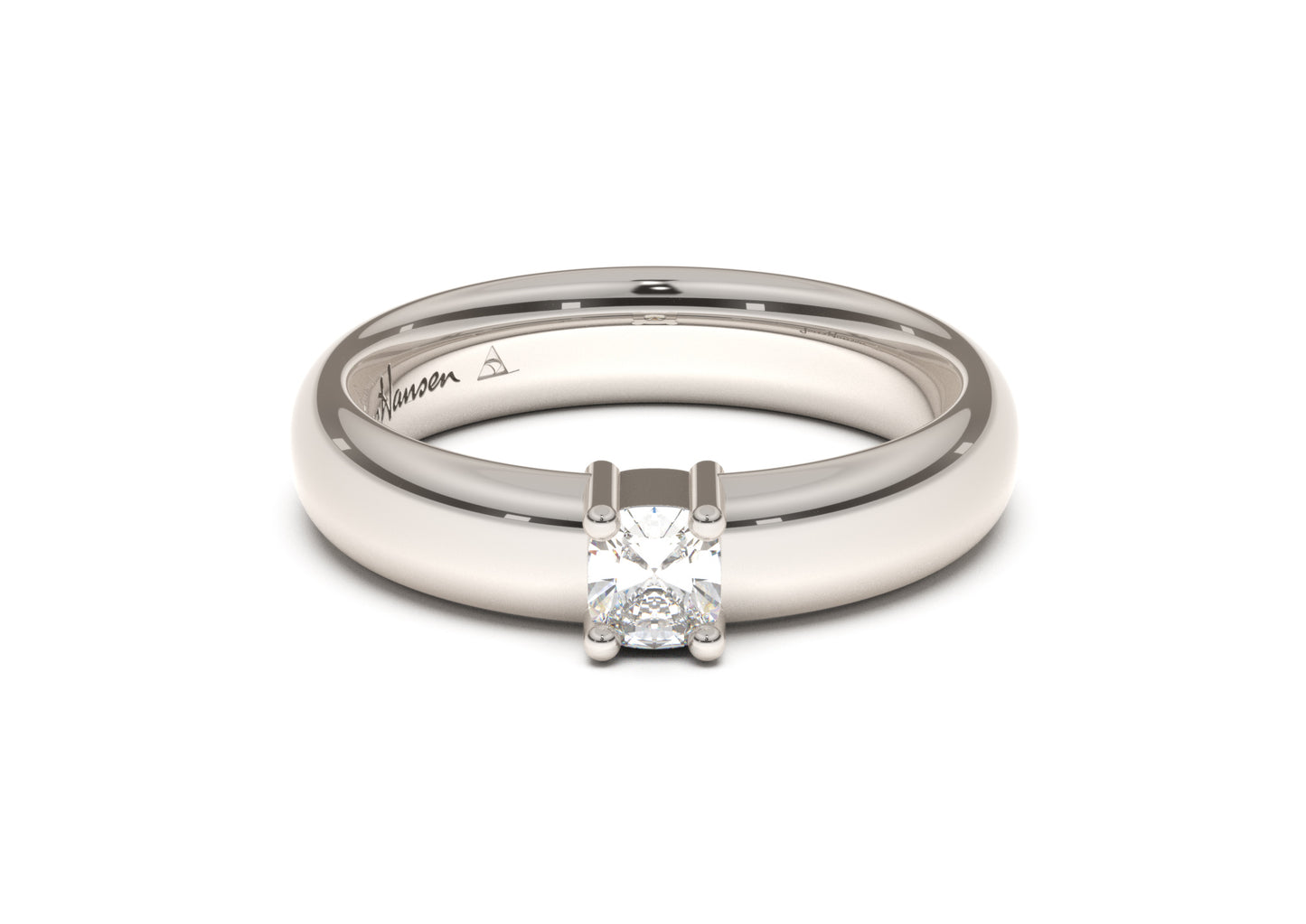 Cushion Classic Engagement Ring, White Gold & Platinum