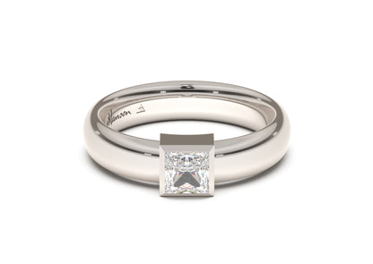 Princess Modern Engagement Ring, White Gold & Platinum