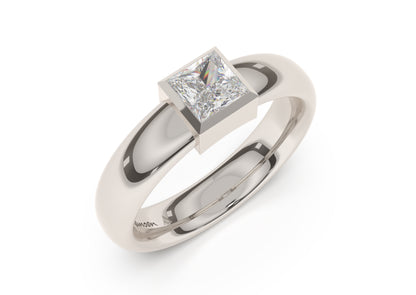 Princess Modern Engagement Ring, White Gold & Platinum