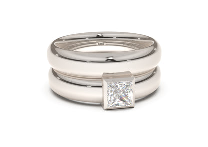 Princess Modern Engagement Ring, White Gold & Platinum